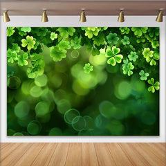Lofaris St. Patrick's Day Backdrop, Lush Clover Border and Green Bokeh Background