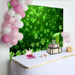 Lofaris St. Patrick's Day Backdrop, Green Lucky Shamrocks and Beer Mug Photography Background for Irish Party Decor