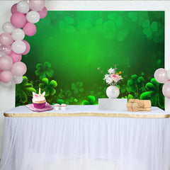 Lofaris St. Patrick's Day Backdrop, Glowing Green Shamrocks Clover Background for Irish Festival Party Decoration