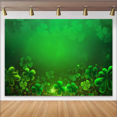 Lofaris St. Patrick's Day Backdrop, Glowing Green Shamrocks Clover Background for Irish Festival Party Decoration