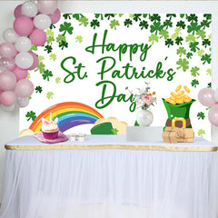 Lofaris St. Patrick's Day Backdrop, Rainbow Leprechaun Boot and Gold Coins Background for Kids Birthday Party