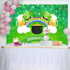 Lofaris St. Patrick's Day Backdrop, Pot of Gold and Rainbow with Beer Mugs Background for Irish Festival Party