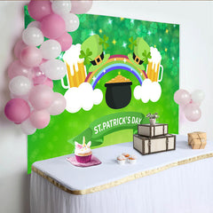 Lofaris St. Patrick's Day Backdrop, Pot of Gold and Rainbow with Beer Mugs Background for Irish Festival Party