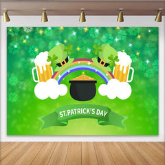 Lofaris St. Patrick's Day Backdrop, Pot of Gold and Rainbow with Beer Mugs Background for Irish Festival Party