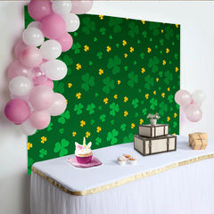 Lofaris St. Patrick's Day Backdrop, Seamless Green and Yellow Shamrock Pattern Clover Background