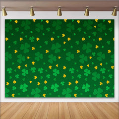 Lofaris St. Patrick's Day Backdrop, Seamless Green and Yellow Shamrock Pattern Clover Background