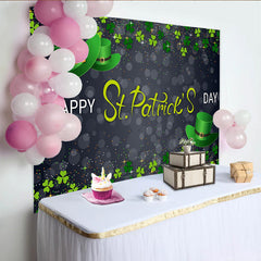 Lofaris Glitter St. Patrick Day Green Hat and Shamrock Backdrop, Night Bokeh Party Decor