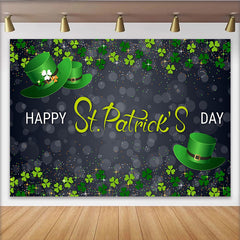 Lofaris Glitter St. Patrick Day Green Hat and Shamrock Backdrop, Night Bokeh Party Decor