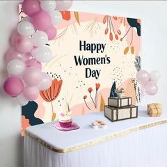 Lofaris Happy Womens Day Abstract Botanical Backdrop, Modern Earth Tone Party Decor, Artistic Floral Celebration Background