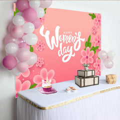Lofaris Happy Womens Day Pink Cherry Blossom Backdrop, Spring Floral Party Decor, Elegant Celebration Background