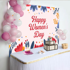 Lofaris Happy Womens Day Backdrop, Colorful Floral Border Frame, International Womens Day Celebration