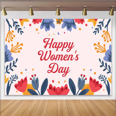 Lofaris Happy Womens Day Backdrop, Colorful Floral Border Frame, International Womens Day Celebration