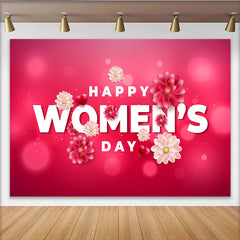 Lofaris 3D Happy Womens Day Backdrop, Bright Pink Bokeh and Flowers, International Womens Day Banner