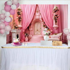 Lofaris Pink Palace Cake Smash Backdrop, Royal Castle Interior Photography Background