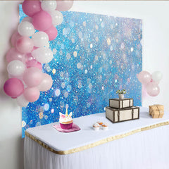 Lofaris Blue Silver Glitter Backdrop, Sparkling Bokeh Winter Photography Background