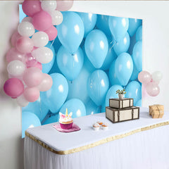Lofaris Blue Balloons Backdrop, 3D Birthday Cake Smash Photography Background