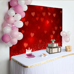 Lofaris Red Hearts Bokeh Backdrop, Valentine's Day Romantic Photography Background