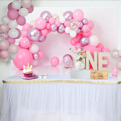 Lofaris Hot Pink Balloon Garland First Birthday Cake Smash Backdrop, ONE Wooden Sign Girl Party Background, Studio