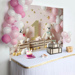 Lofaris Navy Blue and Gold Balloon Arch Birthday Backdrop, White and Green Leaf Photography Background, Party Decor