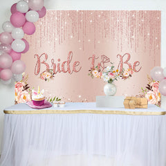 Lofaris Rose Gold Bride to Be Backdrop, Pink Floral and Glitter Diamond Ring Background for Bridal Shower