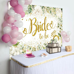 Lofaris Gold Glitter Bride to Be Backdrop, White Floral and Eucalyptus Background for Wedding Bridal Shower