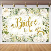 Lofaris Gold Glitter Bride to Be Backdrop, White Floral and Eucalyptus Background for Wedding Bridal Shower