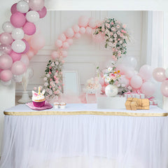 Lofaris Elegant Pink Rose Cake Smash Backdrop, Balloon Garland and Gift Box Background, Girls Birthday Decor