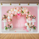 Lofaris Pink Balloon Arch Floral Wedding Backdrop, Big Bow Ribbon Bridal Shower Party Background