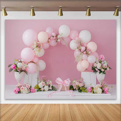 Lofaris Pink Balloon Floral Gift Box Wedding Backdrop, White Crates Bridal Shower Photography Background