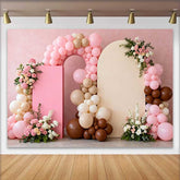 Lofaris Pink Beige Balloon Arch Board Wedding Backdrop, Floral Boho Party Photography Background