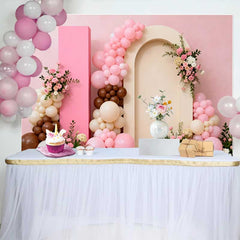 Lofaris Pink and Brown Balloon Arch Floral Wedding Backdrop, Romantic Bridal Shower Party Photography Background