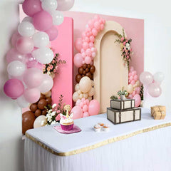Lofaris Pink and Brown Balloon Arch Floral Wedding Backdrop, Romantic Bridal Shower Party Photography Background