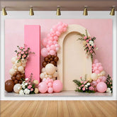 Lofaris Pink and Brown Balloon Arch Floral Wedding Backdrop, Romantic Bridal Shower Party Photography Background