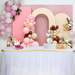 Lofaris Pink Balloon Arch and Floral Arrangements Wedding Backdrop, Elegant Bridal Shower Photography Background