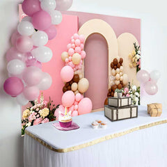 Lofaris Pink Balloon Arch and Floral Arrangements Wedding Backdrop, Elegant Bridal Shower Photography Background