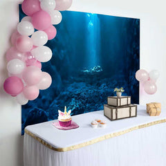 Lofaris Deep Underwater Trench Ocean Backdrop, Sun Rays Marine Landscape Party Decorations, Photography Background