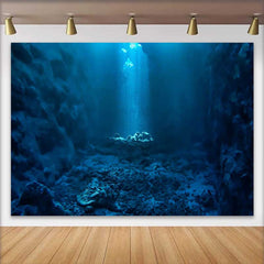 Lofaris Deep Underwater Trench Ocean Backdrop, Sun Rays Marine Landscape Party Decorations, Photography Background