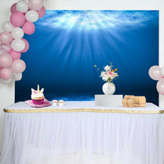 Lofaris Deep Blue Underwater Sun Rays Backdrop, Ocean Surface Marine Landscape Party Decor, Photography Background