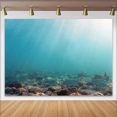 Lofaris Deep Sea Underwater World Photography Backdrop, Tropical Fish and Sunbeams Ocean Floor Background