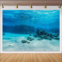 Lofaris Exotic Coral Reef and Sandy Seabed Photography Backdrop, Turquoise Ocean Underwater Nature Background