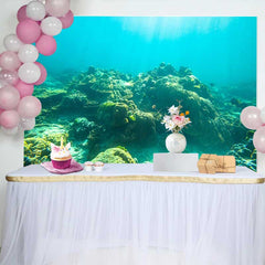 Lofaris Sunlit Tropical Coral Reef Photography Backdrop, Colorful Marine Life and Underwater Sea Background