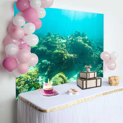 Lofaris Sunlit Tropical Coral Reef Photography Backdrop, Colorful Marine Life and Underwater Sea Background