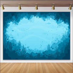 Lofaris Deep Blue Ocean Natural Scenery Backdrop with Coral Reefs and Marine Life, Aquatic Photography Background