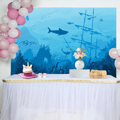 Lofaris Blue Ocean Underwater World natural scenery backdrop with Sharks, Stingrays Sunken Ship for Marine Life Photography
