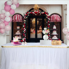 Lofaris Red and Pink Rose Floral Arch with Heart Bakery Party Backdrop, Romantic Valentine's Day Celebration Decor