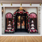 Lofaris Red and Pink Rose Floral Arch with Heart Bakery Party Backdrop, Romantic Valentine's Day Celebration Decor