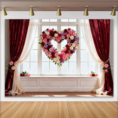 Lofaris Rote Rosa Weiße Lila Rosen Herz Blumen Fenster Partyhintergrund Valentinstag Hochzeiten Jubiläen, Fotostudio-Requisiten