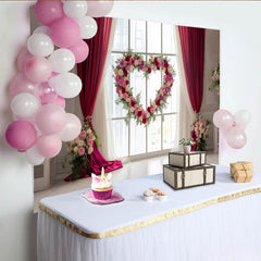 Lofaris Romantischer Herz-Blumen-Fotohintergrund, Fensterkulisse für Hochzeiten, Valentinstag und Verlobungen