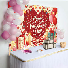 Lofaris Romantischer roter und rosa Valentinstags-Partyhintergrund, mit Ballons, Geschenken und Kerzen, für Paare und Verliebte