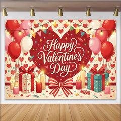 Lofaris Romantischer roter und rosa Valentinstags-Partyhintergrund, mit Ballons, Geschenken und Kerzen, für Paare und Verliebte